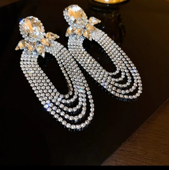 Glamorous Rhinestone Earrings - Picture 5 of 5